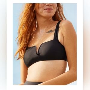 V Cut Black Bandeau Bikini Top